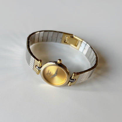 Dior 1990s Round Dial Gold Plated Two Tone Watch