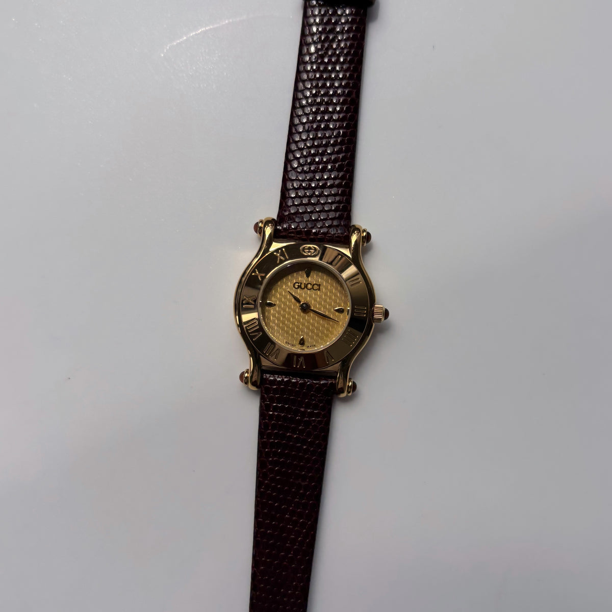 Gucci 1990s Round Dial Gold Plated Watch