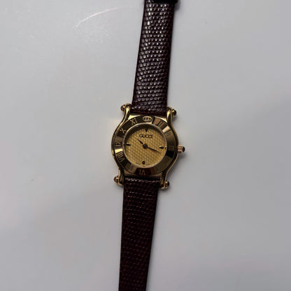 Gucci 1990s Round Dial Gold Plated Watch