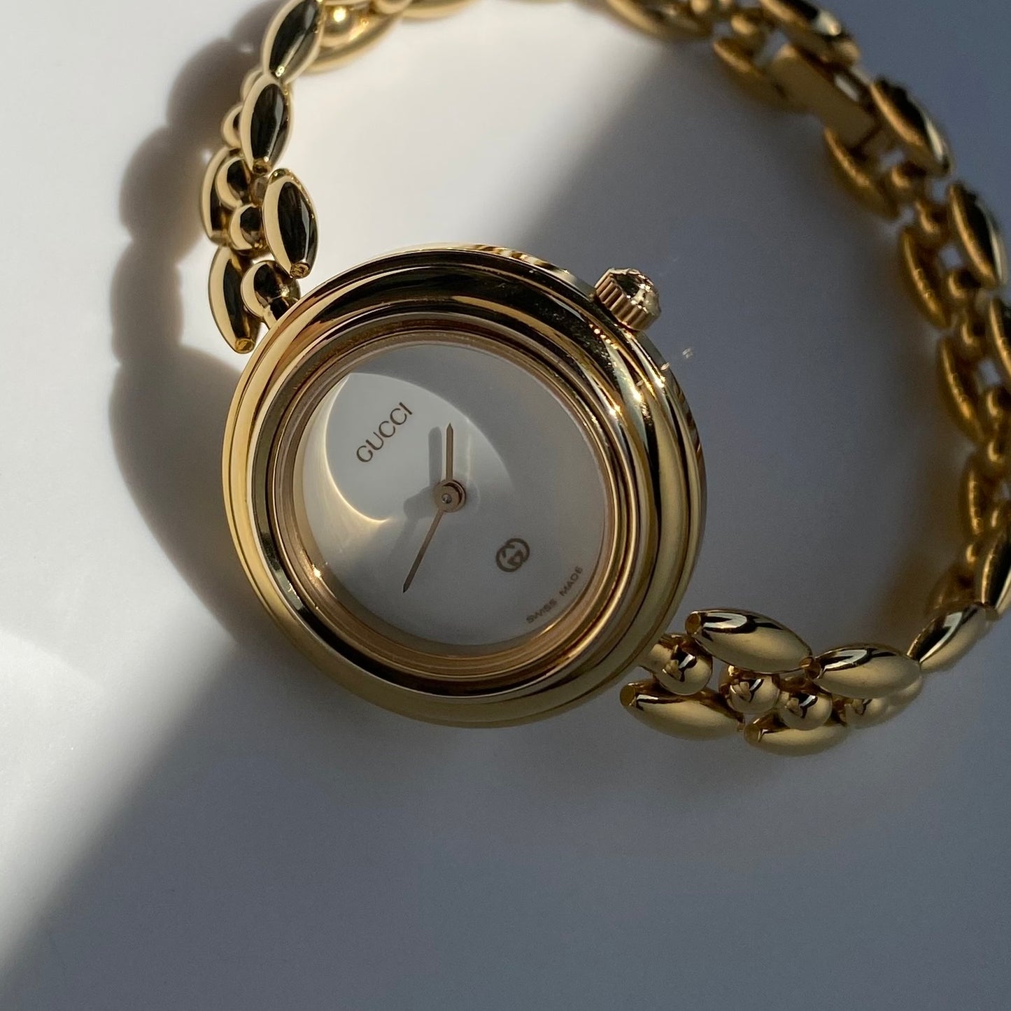 Gucci 1990s Interchangeable Bezel Gold Plated Watch with 6 bezels, case (160mm)
