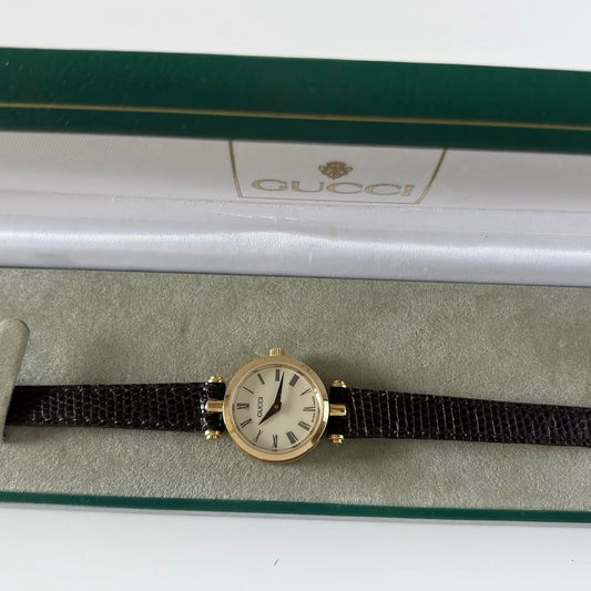 Gucci 1990s Sherry Round Dial Gold Plated Watch