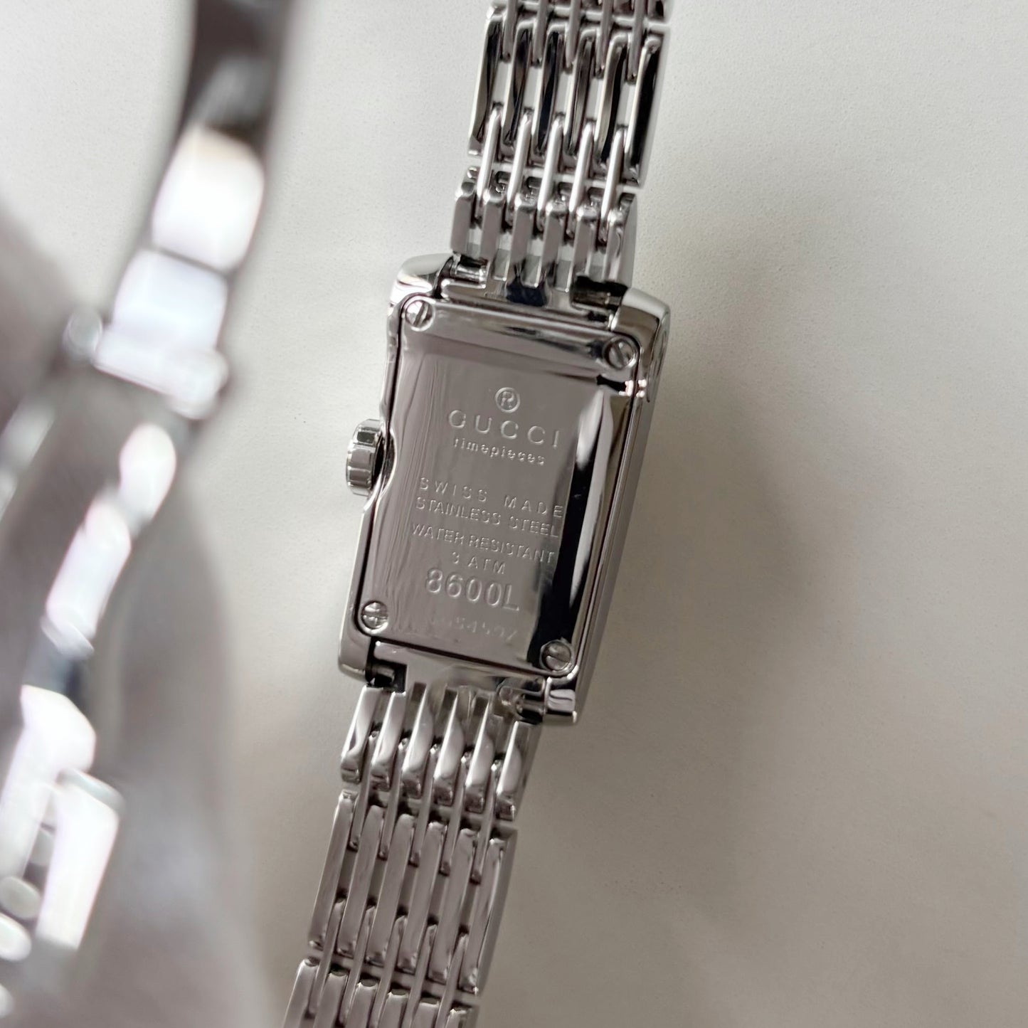 Gucci 1990s Rectangular Dial Silver Watch