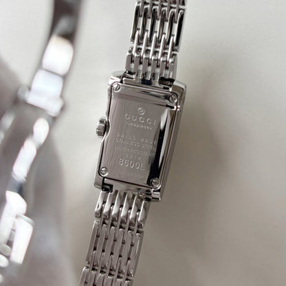 Gucci 1990s Rectangular Dial Silver Watch