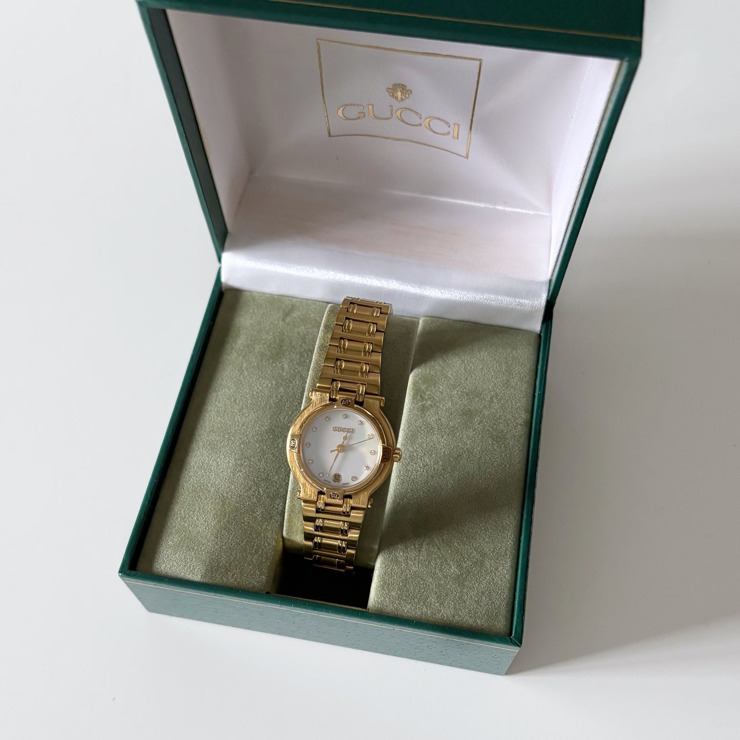 Gucci 1990s Seashell Dial Gold Plated Watch