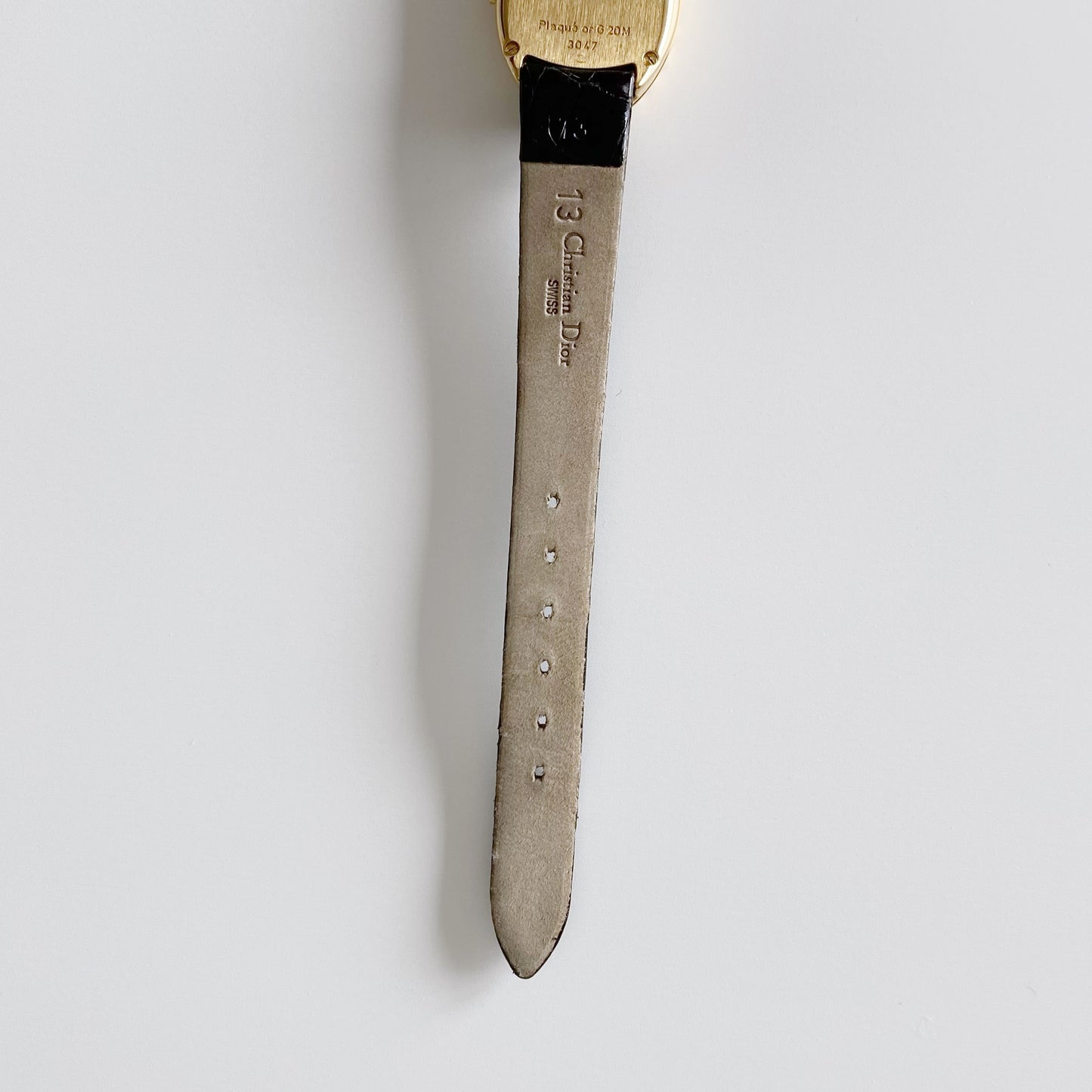 Dior 1990s Baignoire Gold Plated Leather Watch