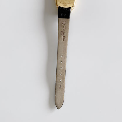 Dior 1990s Baignoire Gold Plated Leather Watch