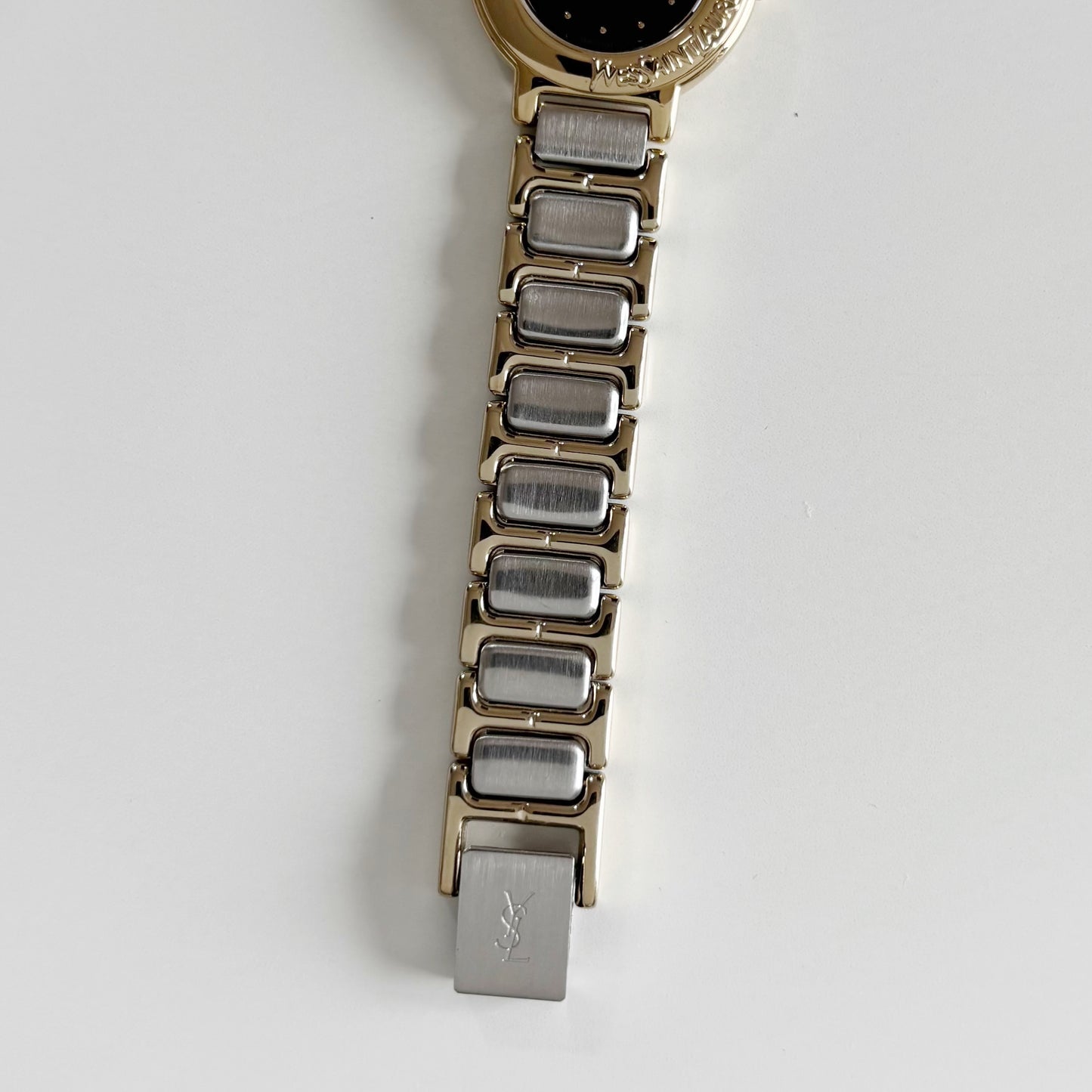 Yves Saint Laurent 1990s Black Dial Two Tone Watch