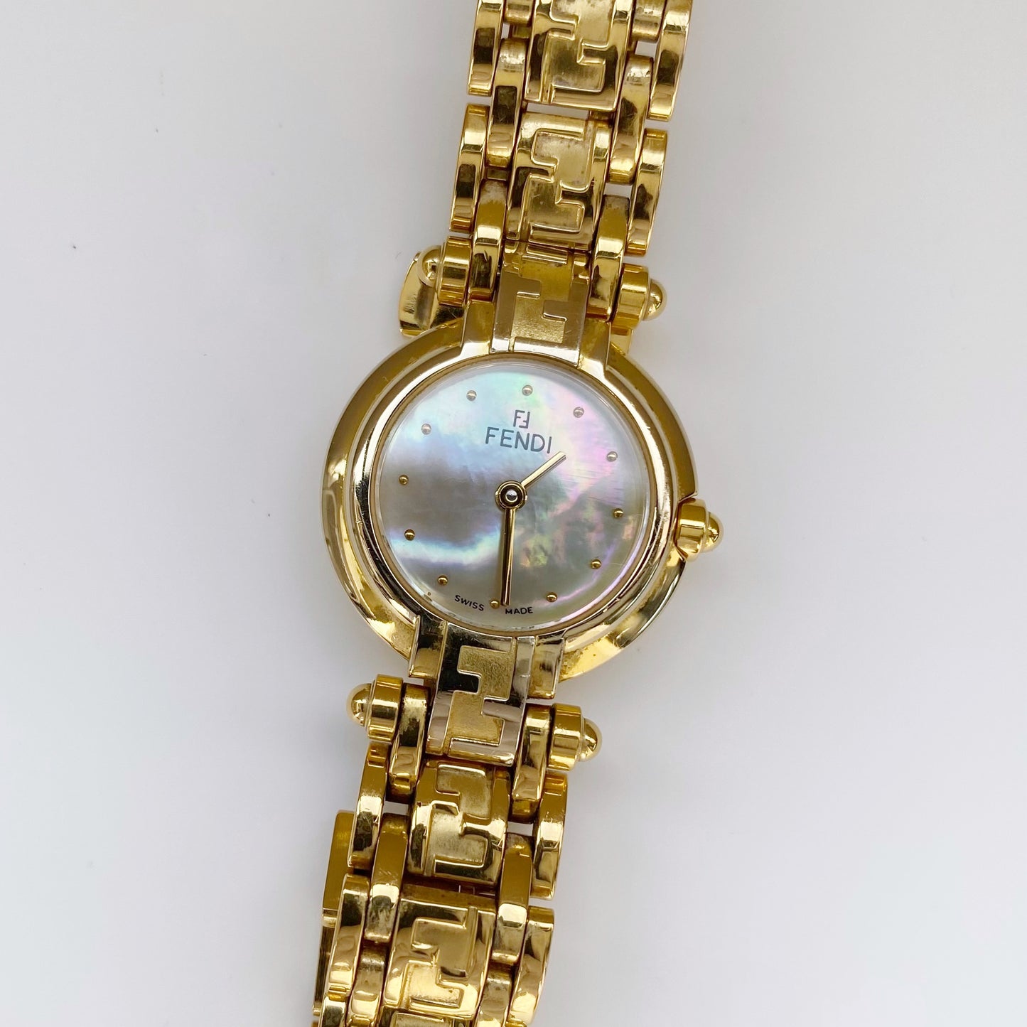 Fendi 1990s Seashell Gold Plated Watch