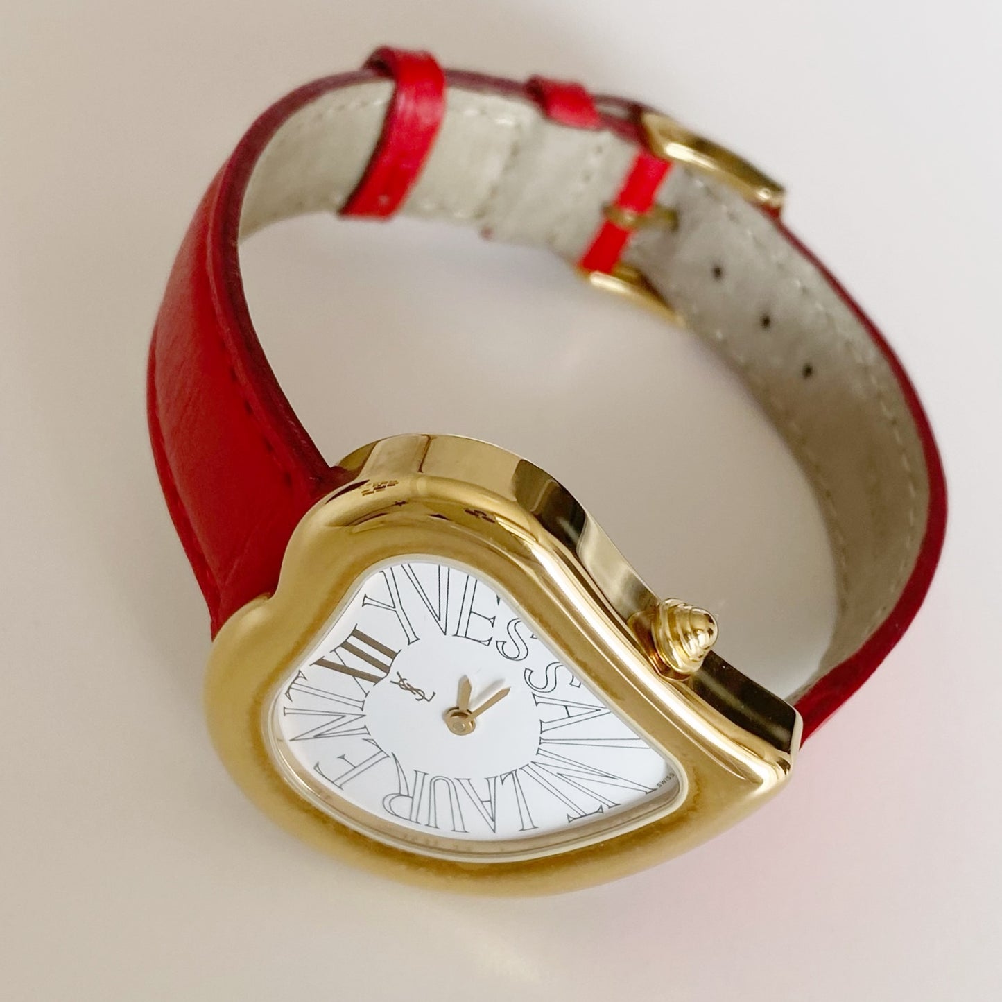 Yves Saint Laurent 1990s Heart Shaped Gold Plated Watch