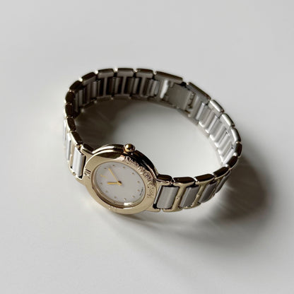 Yves Saint Laurent 1990s Round Dial Two Tone Gold Plated Watch