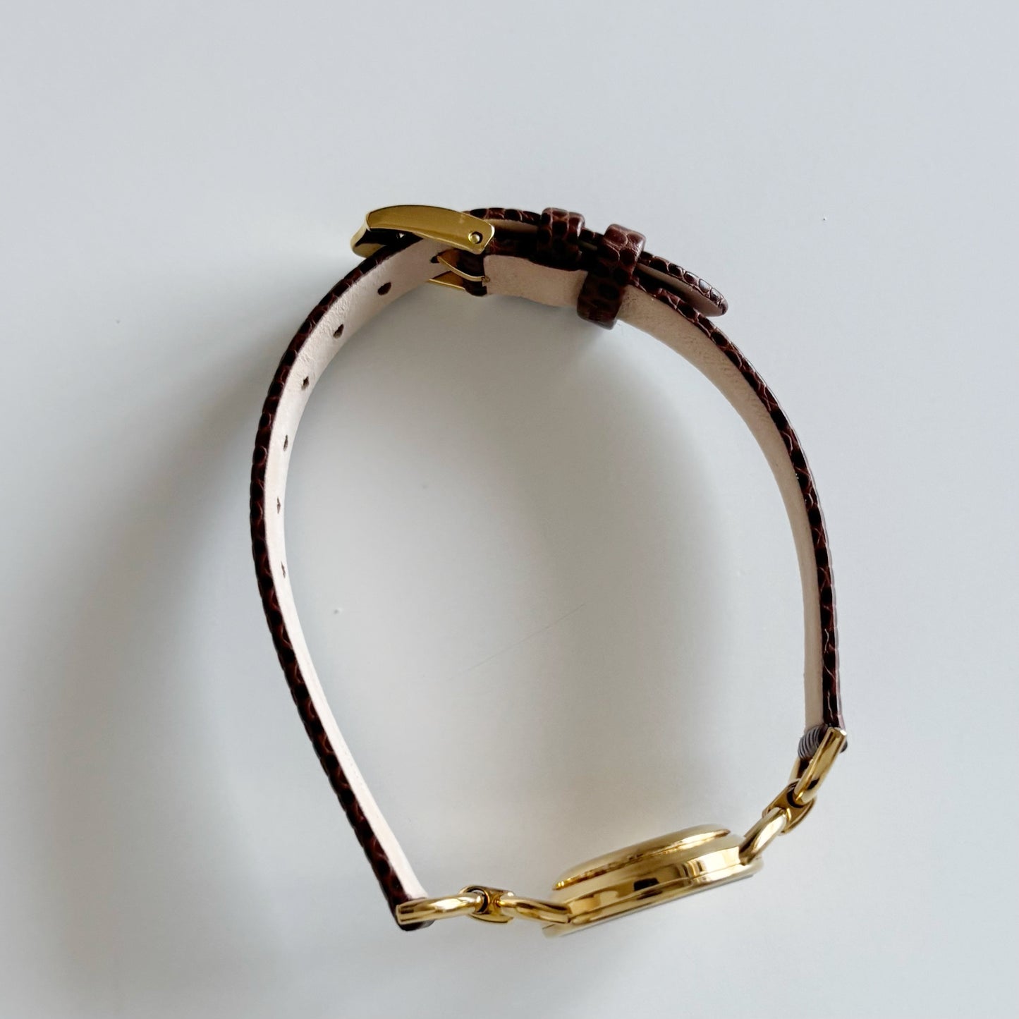 Gucci 1990s Seashell Dial Gold Plated Horsebit Watch