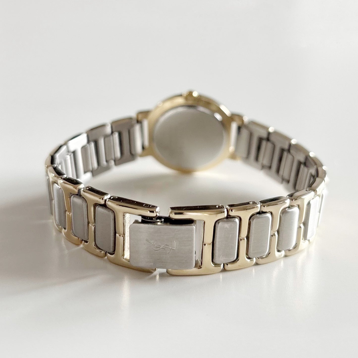 Yves Saint Laurent 1990s Black Dial Gold Plated Two Tone Watch