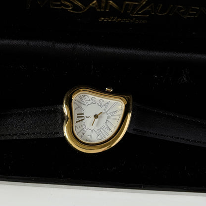 Yves Saint Laurent 1990s Heart Shaped Dial Gold Plated Watch