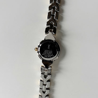 Yves Saint Laurent 1990s Round Dial Two Tone Gold Plated Watch