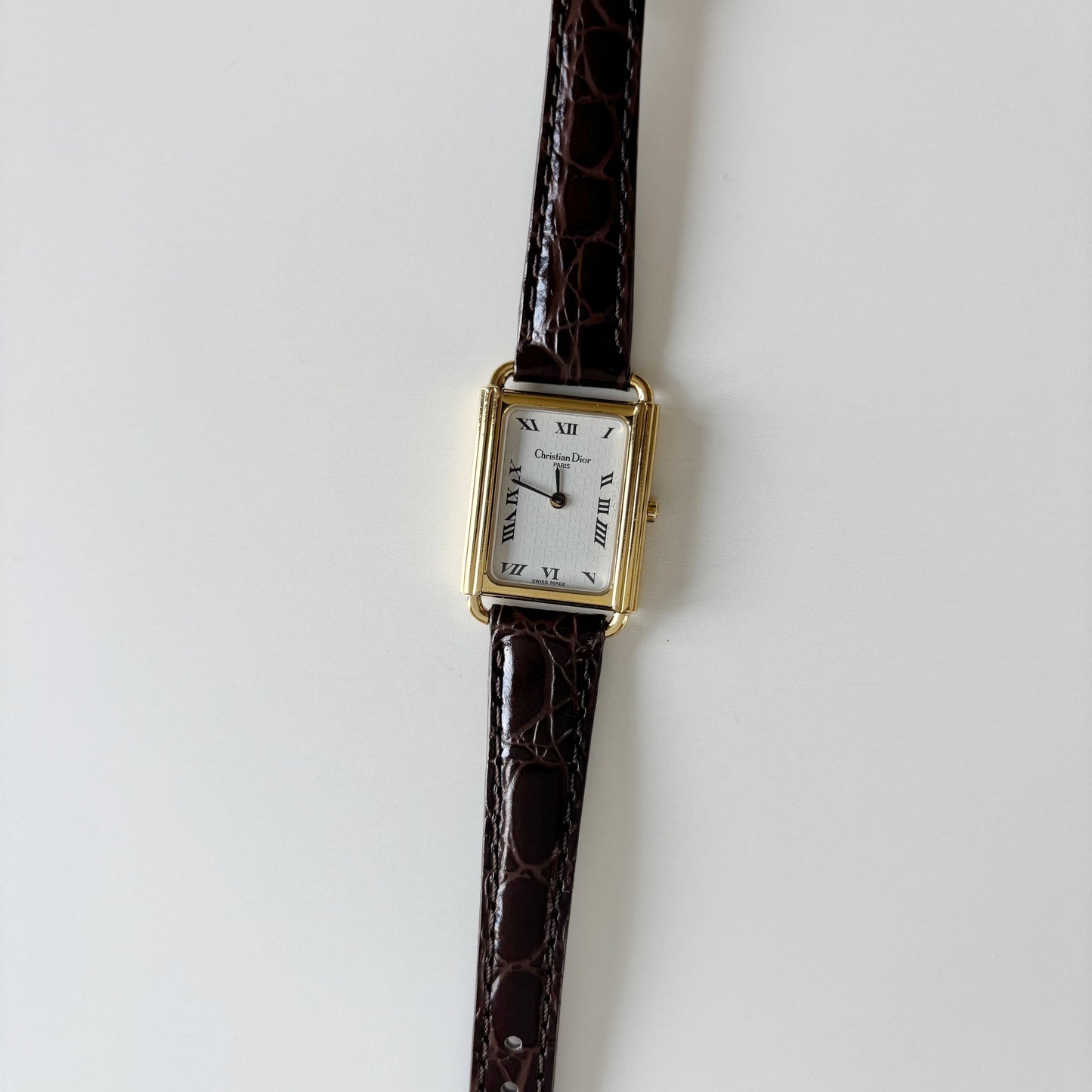 Dior 1990s CD Logo Tank Gold Plated Watch