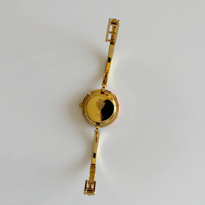Gucci 1990s Interchangeable Bezel Gold Plated Bangle Watch with 12 bezels, case