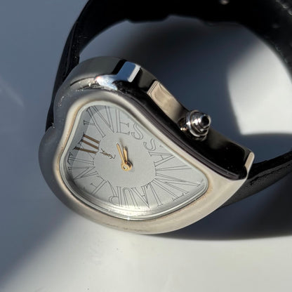 Yves Saint Laurent 1990s Heart Shaped Dial Silver Watch