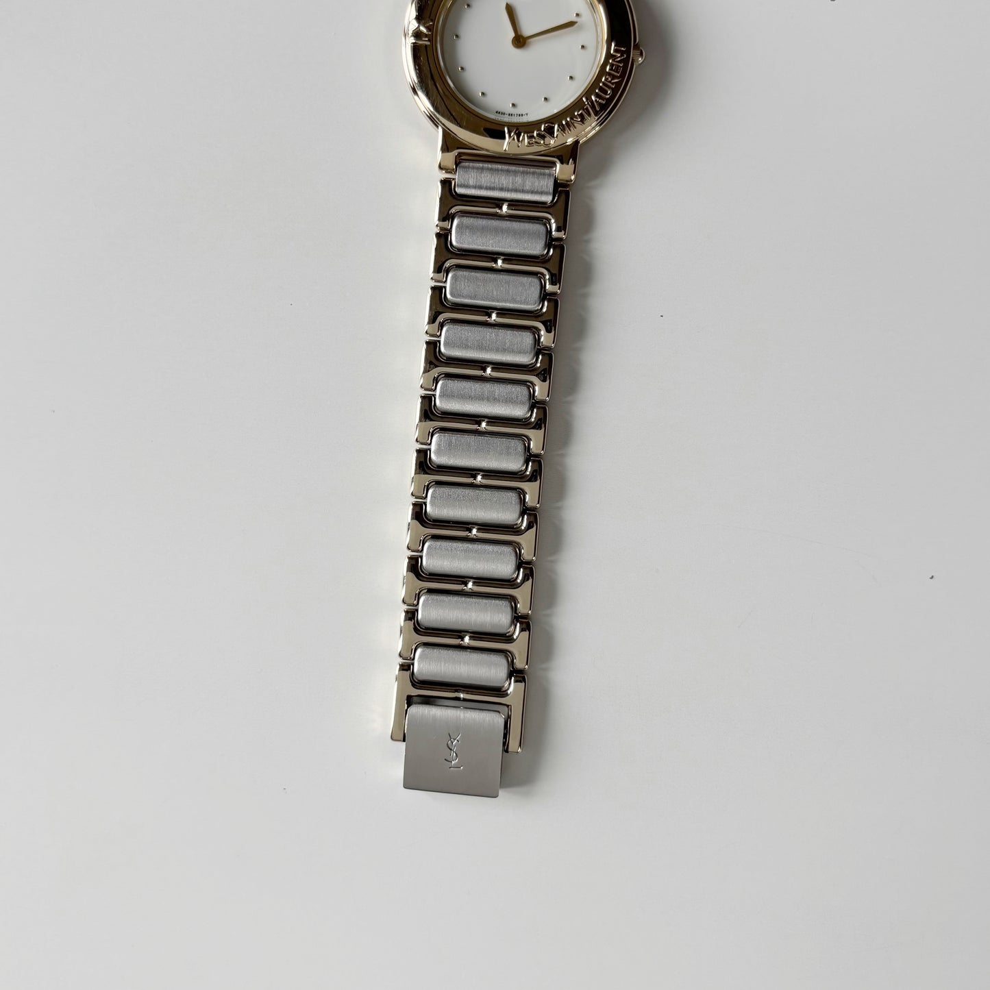 Yves Saint Laurent 1990s Round Dial Two Tone Watch (Large)