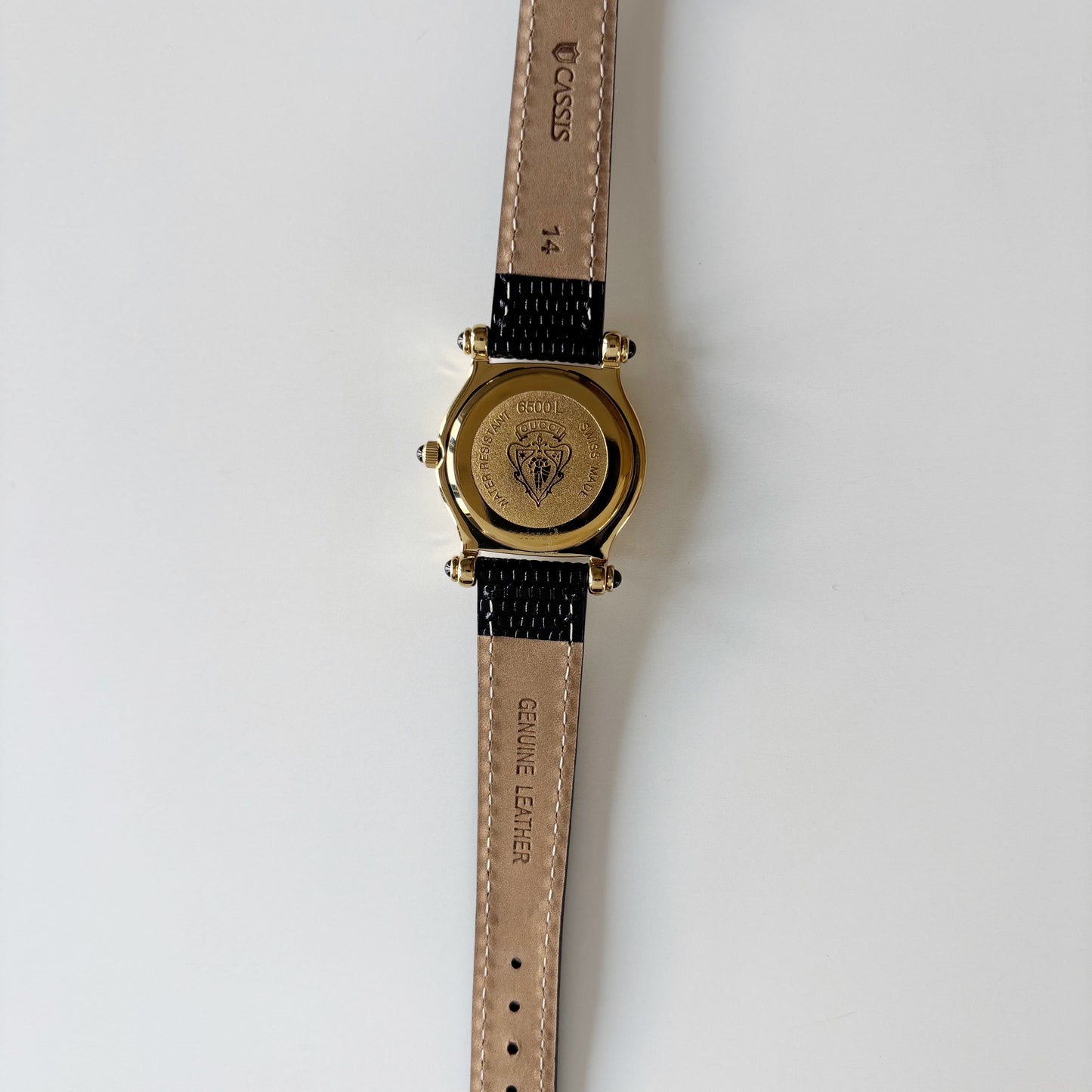 Gucci 1990s Black Dial Gold Plated Watch
