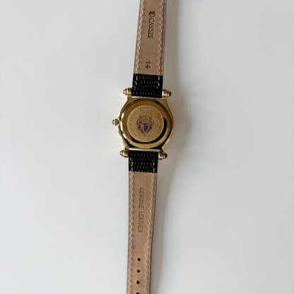 Gucci 1990s Black Dial Gold Plated Watch