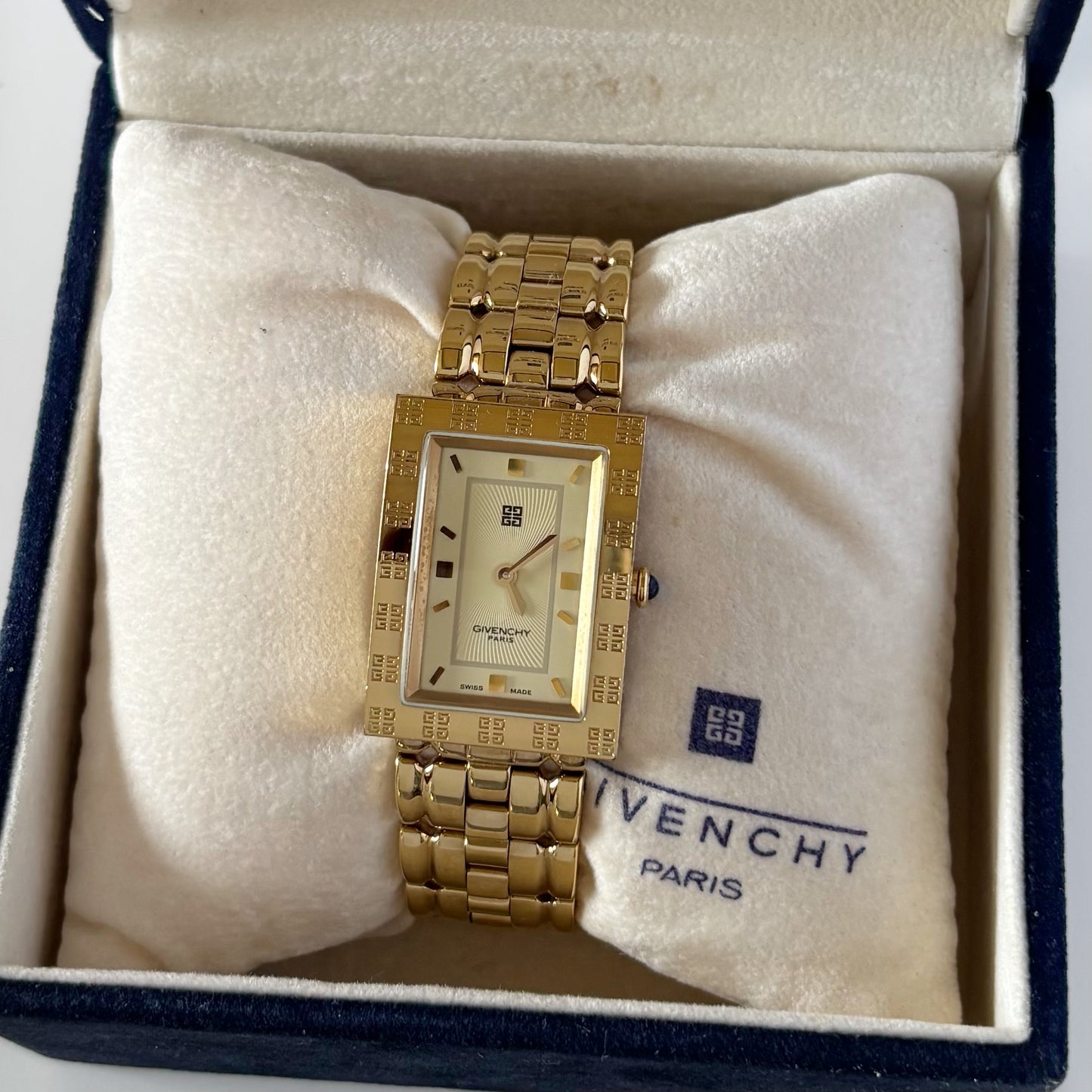 Givenchy 1990s Tank Gold Plated Watch (Large)