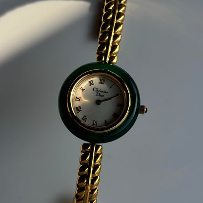Dior 1990s Interchangeable Bezel Gold Plated Watch with 3 bezels