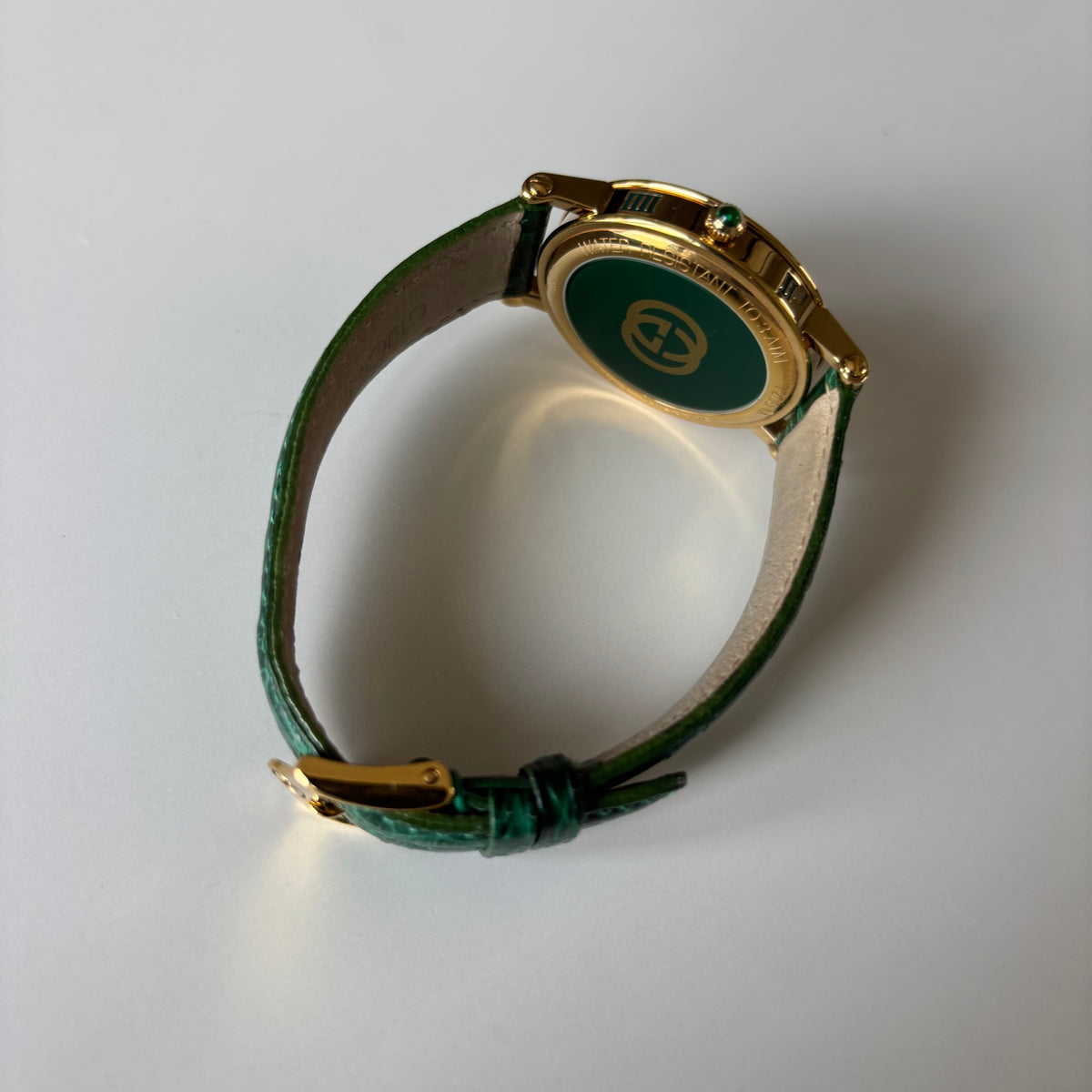 Gucci 1990s Date Round Green Dial Gold-Plated Watch (Large)
