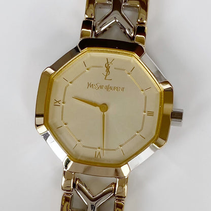 Yves Saint Laurent 1990s Two tone Octagon Watch