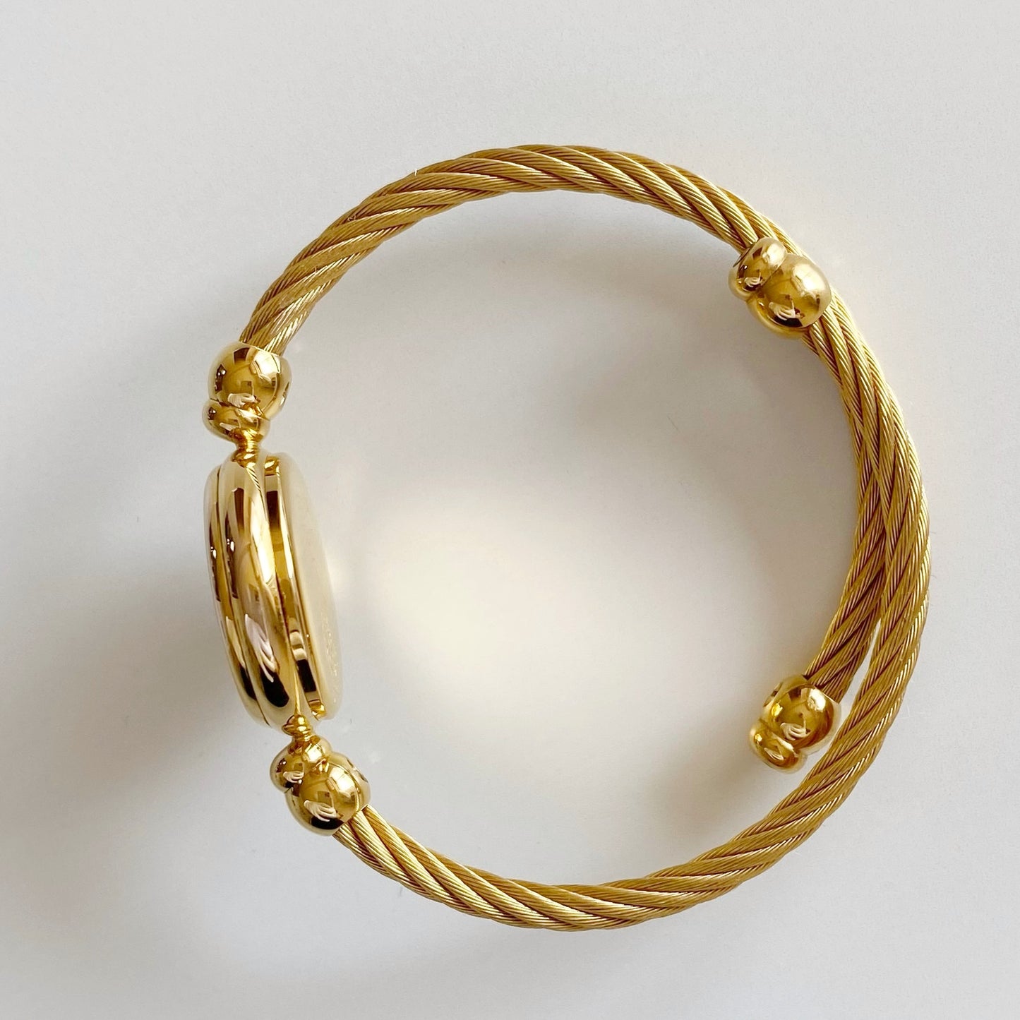 Gucci 1990s Gold Plated Cable Bangle Watch