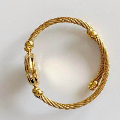 Gucci 1990s Gold Plated Cable Bangle Watch