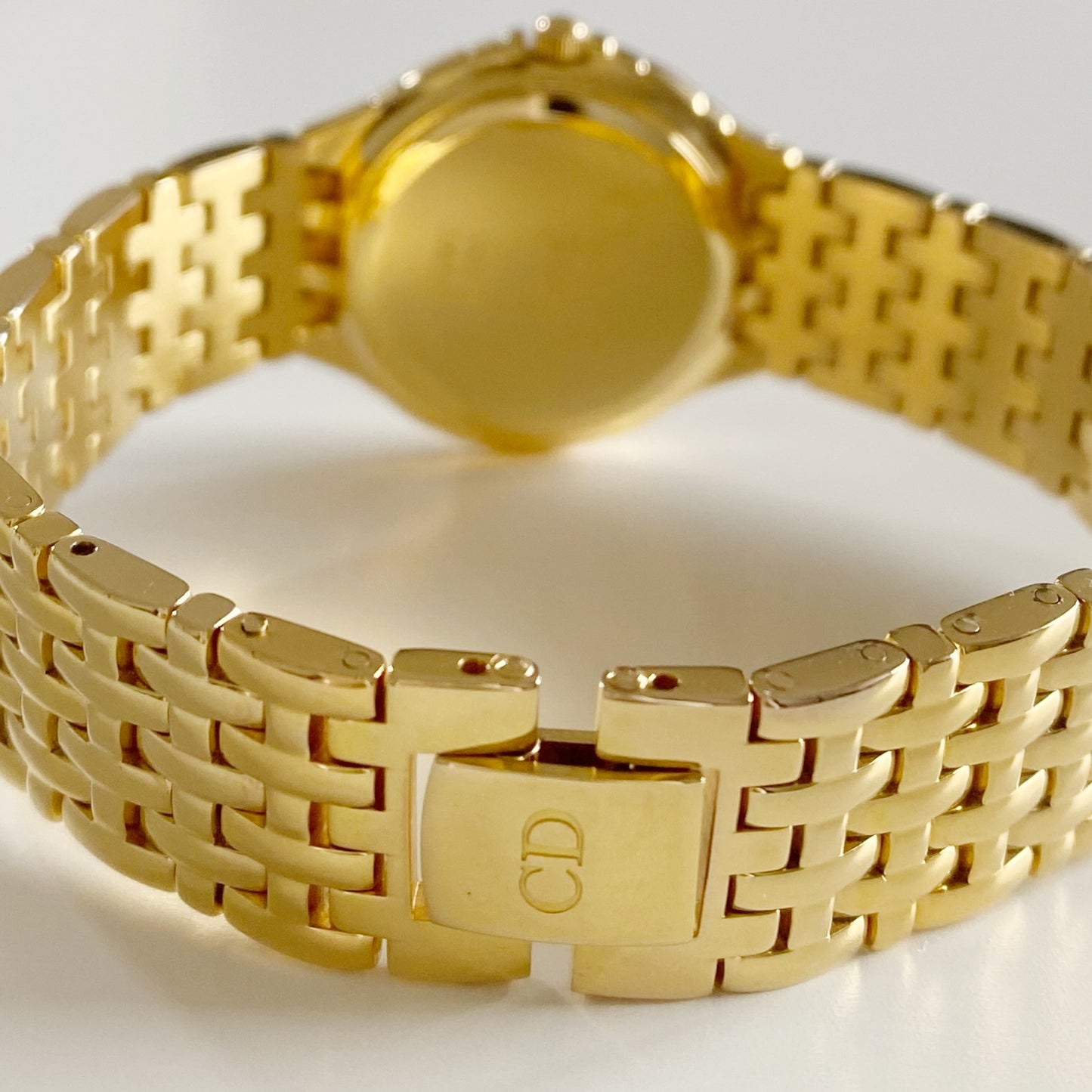 Dior 1990s Date Round Dial Gold Plated Watch