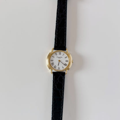 Dior 1990s Round Dial Gold Plated Watch