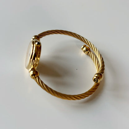 Gucci 1990s Seashell Dial Gold Plated Cable Bangle Watch