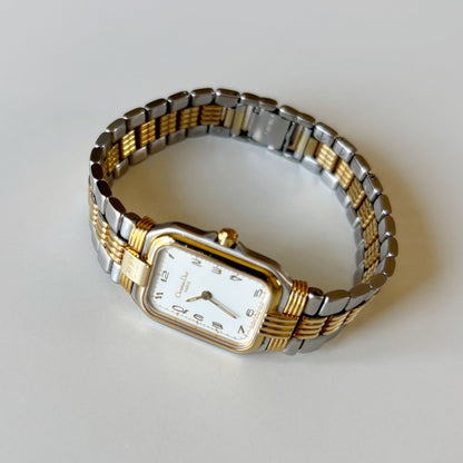 Dior 1980s Tank Two Tone Gold Plated Watch