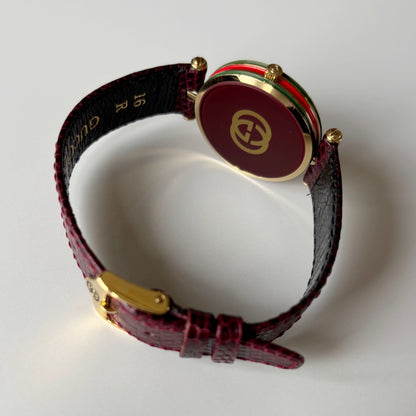 Gucci 1990s Round Dial Red Gold Plated Watch (Large)