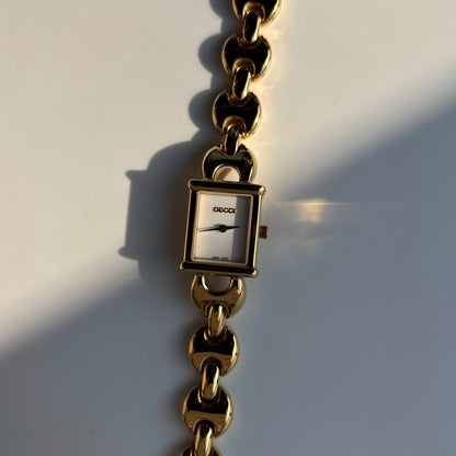 Gucci 1990s Interchangeable Strap Gold Plated Watch with 3 straps, case
