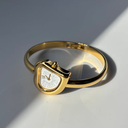 Yves Saint Laurent 1990s Heart Shaped Dial Gold Plated Bangle Watch