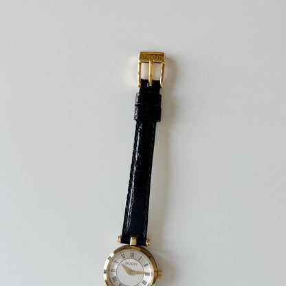 Gucci 1990s Round Dial Gold Plated Watch