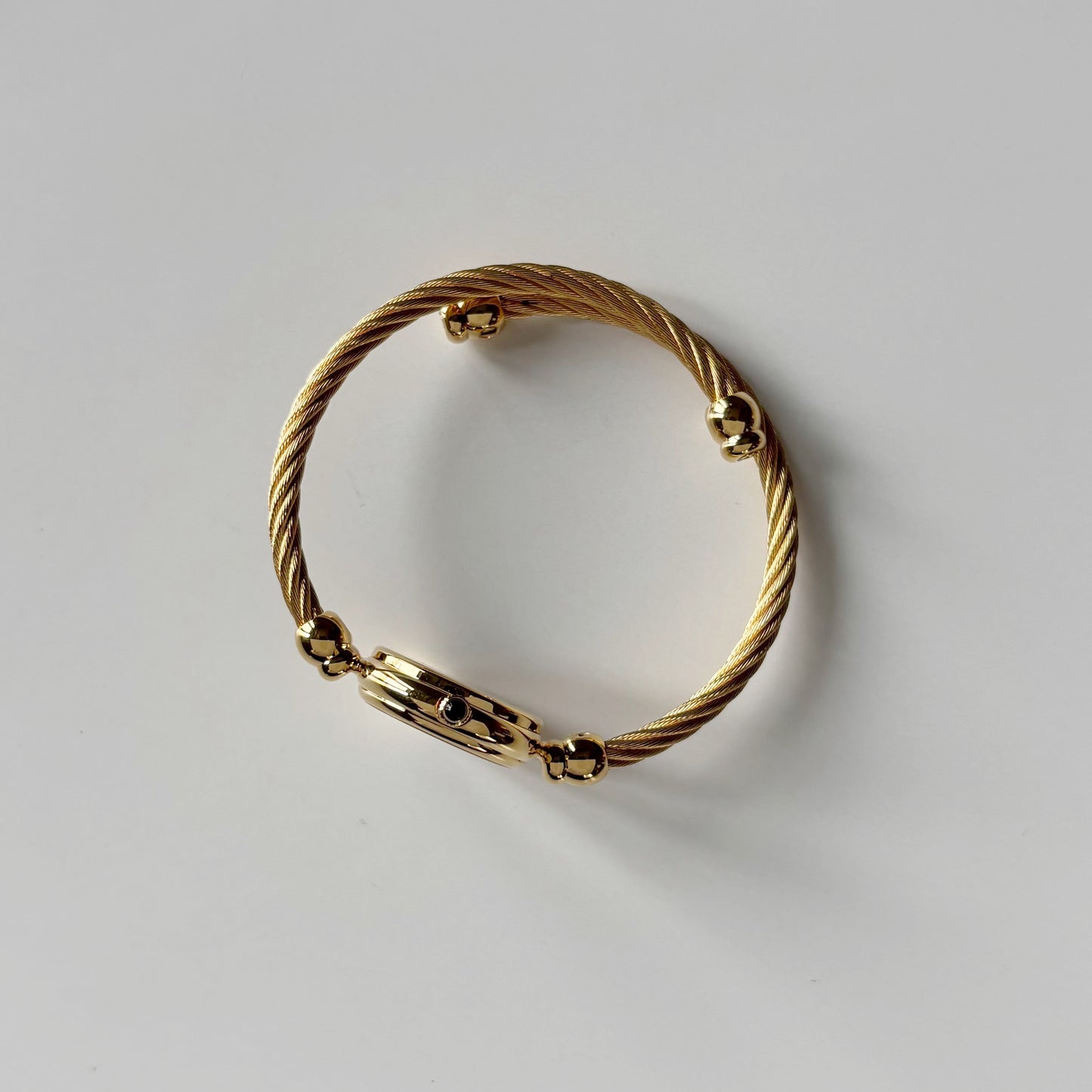 Gucci 1990s Black Dial Gold Plated Cable Bangle Watch