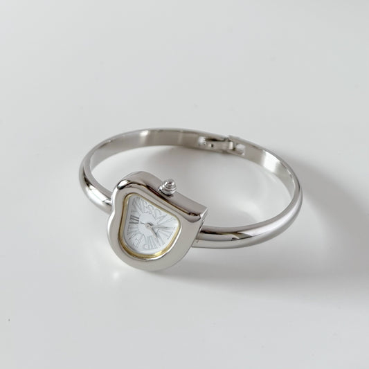 Yves Saint Laurent 1990s Heart Shaped Dial Bangle Watch
