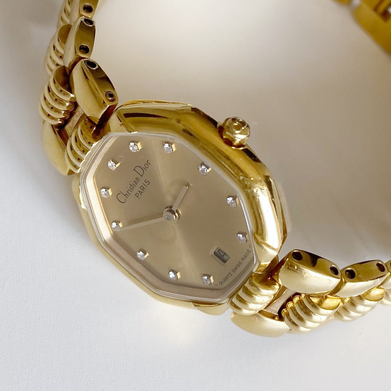 Dior 1990s Octagon Gold Plated Watch