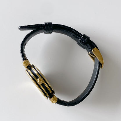 Gucci 1990s Sherry Black Dial Gold Plated Watch