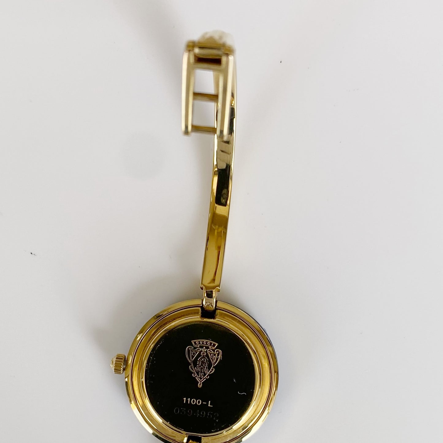 Gucci 1990s Interchangeable Bezel Gold Plated Bangle Watch with case, 12 bezels