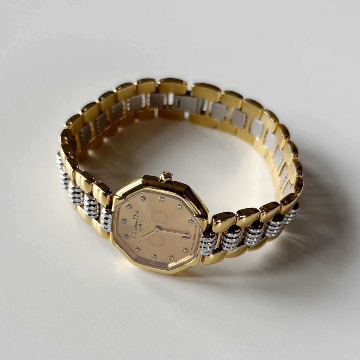 Dior 1990s Octagon Dial Two Tone Watch