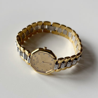 Dior 1990s Octagon Dial Two Tone Watch