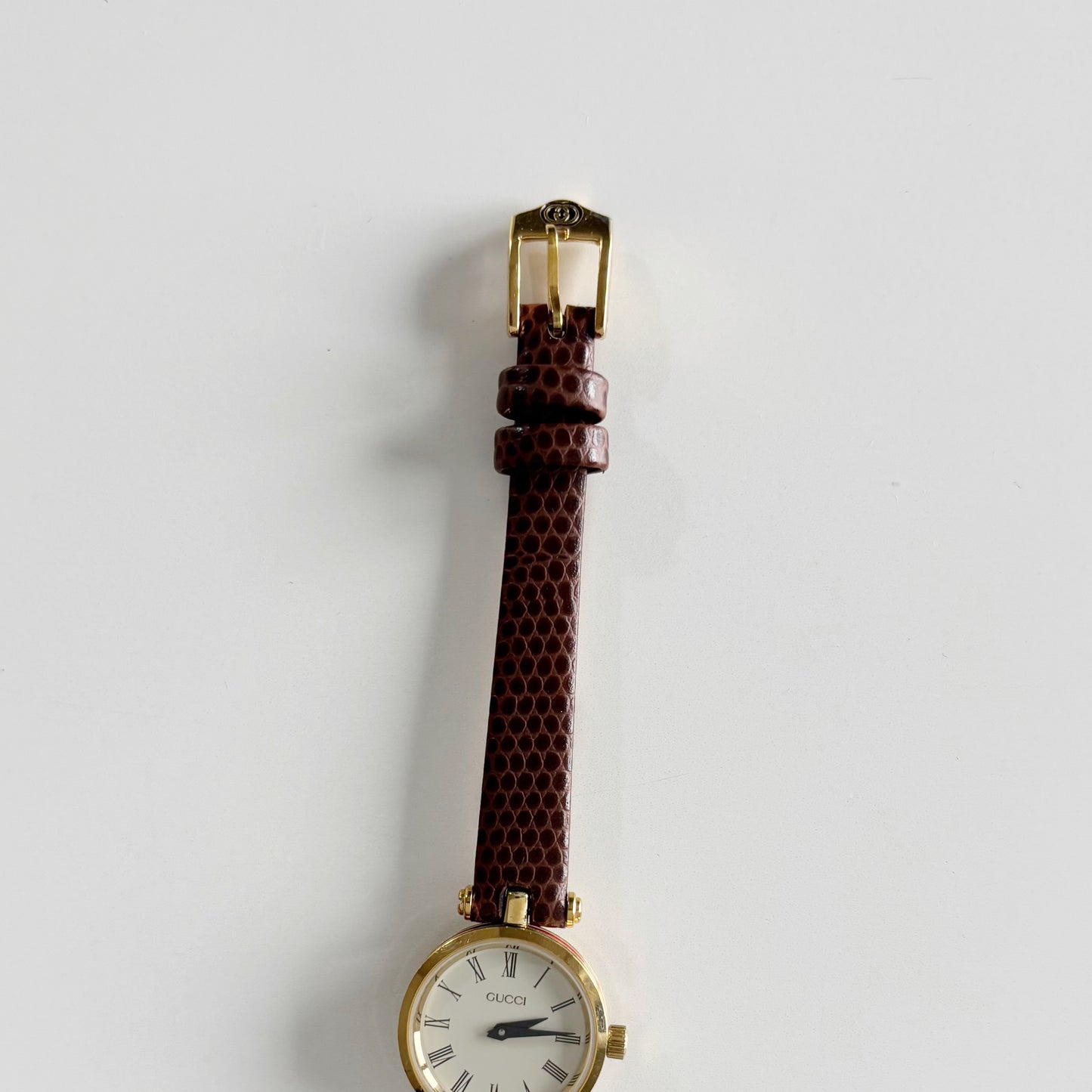 Gucci 1990s Round Dial Gold Plated Watch