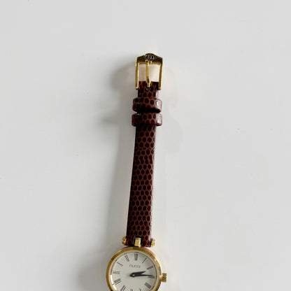 Gucci 1990s Round Dial Gold Plated Watch