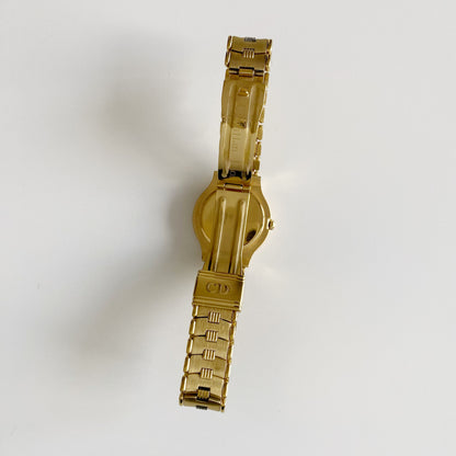 Dior 1990s Round Dial Gold Plated Watch