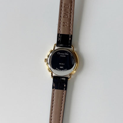 Dior 1990s Seashell Round Dial Gold Plated Watch