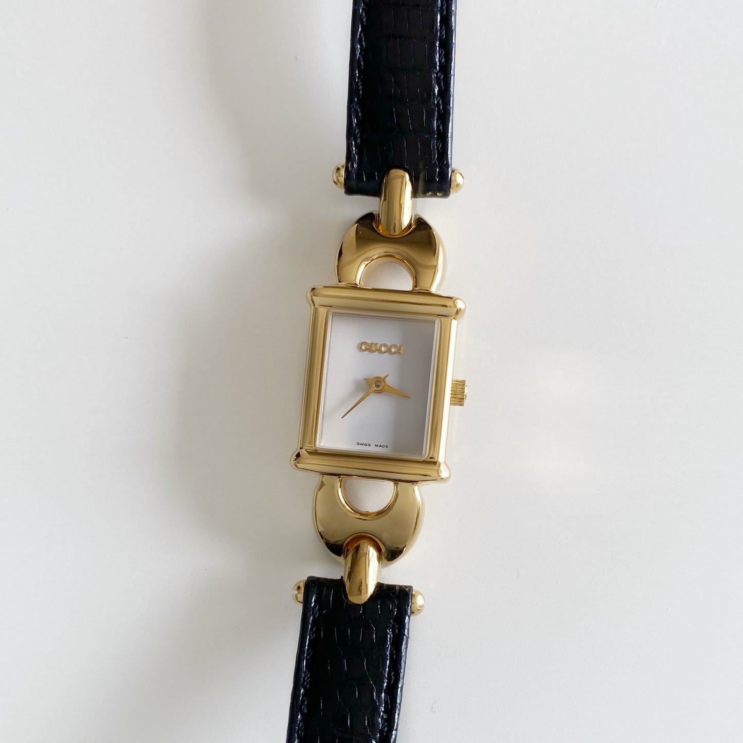 Gucci 1990s Interchangeable Belt Gold Plated Watch with 3 straps, case